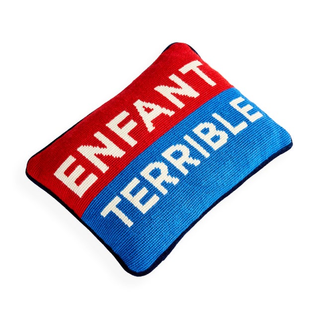 Modern Enfant Terrible Needlepoint Pillow For Sale - Image 3 of 3