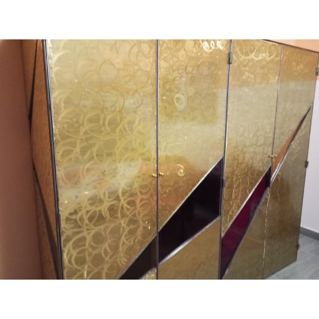 Sculptural 4-Door Wardrobe with Glass Shelves, Italy, 1970s-1980s For Sale - Image 15 of 17