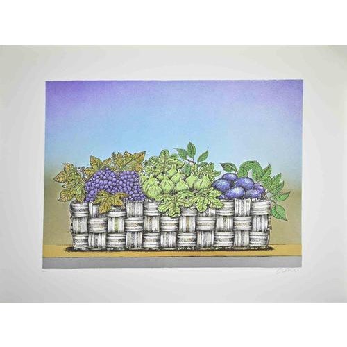 Lithograph realized by Bruno Caruso in 1980s. Edition of 120. Hand signed and numbered in pencil. Excellent condition....