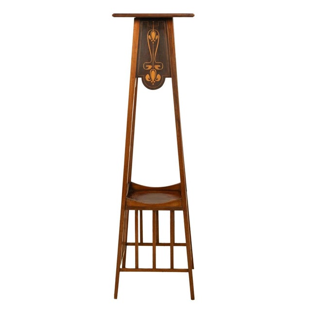 Antique Art Nouveau Inlaid Mahogany Leonard Wyburd Liberty & Co Plant Stand 1905 For Sale - Image 9 of 17