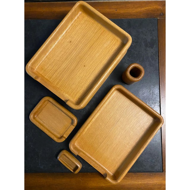 Mid-Century Eldon Woodline Desk Set, 5-Piece in Oak, Series