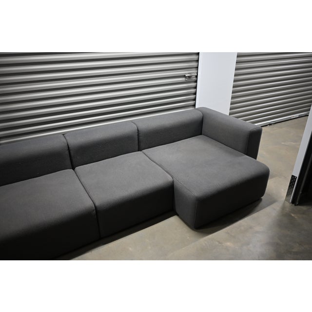 Mid-Century Modern Hay Mags Low 3.5 Seat Sectional in Charcoal For Sale - Image 3 of 10