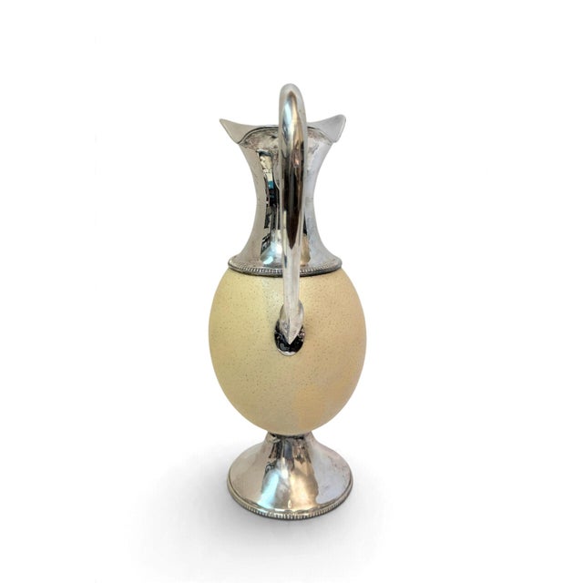 Vintage Ostrich Egg Shell & Sterling Silver Pitcher For Sale In West Palm - Image 6 of 17
