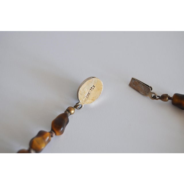 Brown Tiger's Eye and Sterling Silver Necklace by Erik Poul Fenster, Denmark, 1960s For Sale - Image 8 of 13