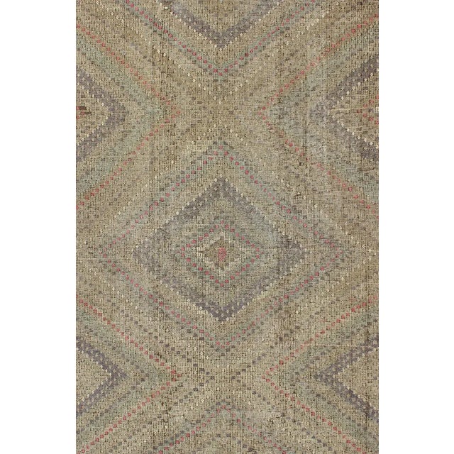 Vintage Turkish Kilim Rug with Multi Layered Diamond Design in soft tones of Blue, Green, Gray, Red, Keivan Woven Arts/...