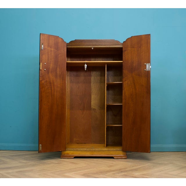 Vintage Art Deco Burr Walnut Compact Wardrobe, 1930s For Sale - Image 4 of 10