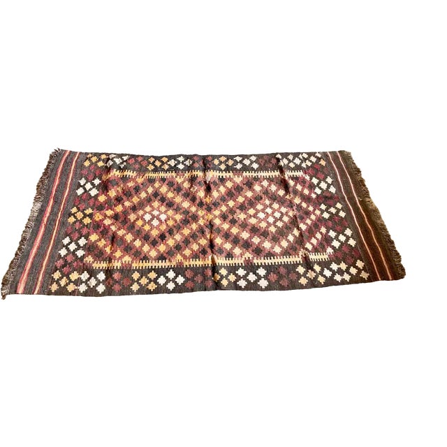 Vintage Kilim Runner Rug with Geometric Diamond Patterns, 1960s For Sale