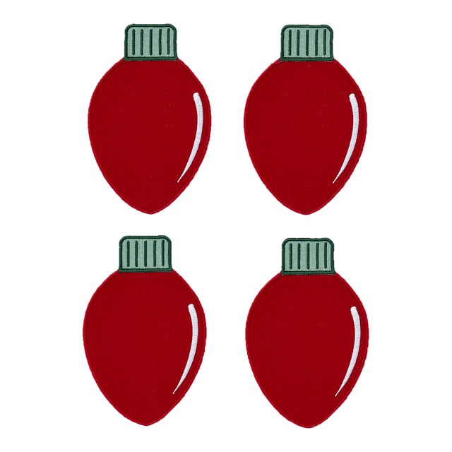 Holiday Light Bulb Cocktail Napkins- Set of 4 For Sale