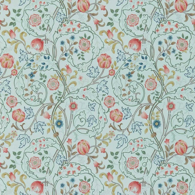 Morris & Co Mary Isobel Wallpaper in Silk Blue/Pink - a Sample For Sale