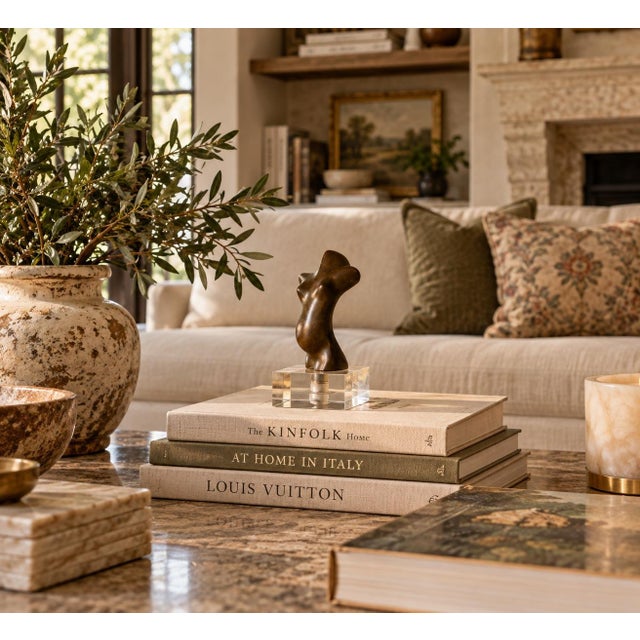 Beautiful vintage abstract bronze sculpture by Piero Banfi, featuring a stylized female torso with graceful, flowing...