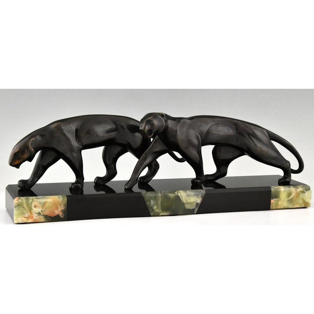 Art Deco Bronze Panther Sculpture by Michel Decoux in Bronze, 1920s For Sale - Image 3 of 14