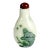 1950s Beautiful Peking Glass Overlay Snuff Bottle W/Carved Cat, Bird & Flower in Green For Sale