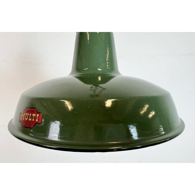 Industrial Green Enamel Factory Pendant Lamp from Multi Electrical Co., 1960s For Sale - Image 4 of 18