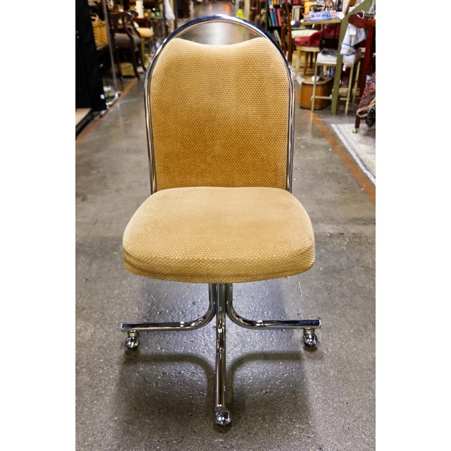 Mid-Century Modern Daystrom Rolling Tubular Chrome Upholstered Chairs Set of 4 For Sale - Image 3 of 10