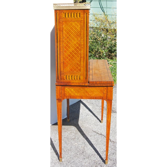 Antique French Louis XVI Desk Cabinet Fine Kingwood Parquetry For Sale - Image 4 of 9