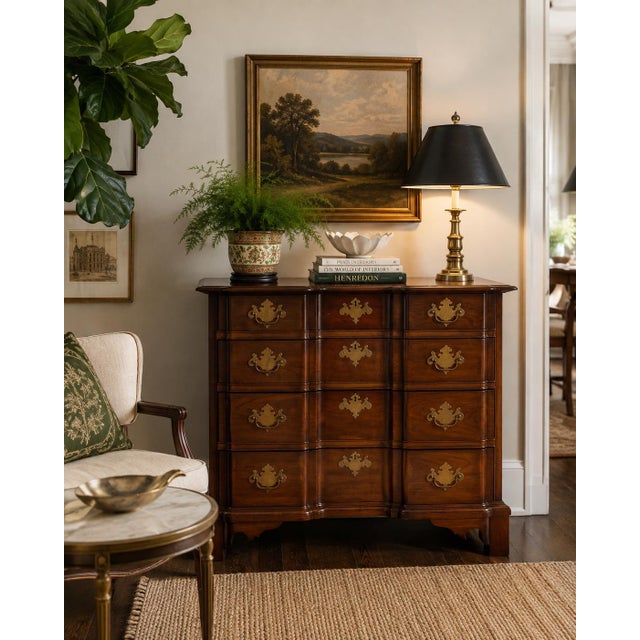 Elegant vintage chest of drawers by Pennsylvania House, crafted in richly finished cherry wood in the classic Georgian...