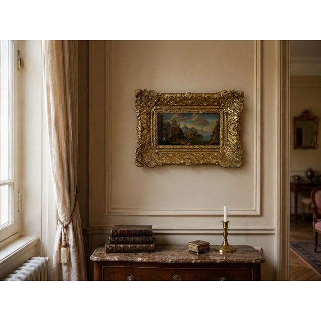 Landscape Composition, 18th Century, Oil Painting on Panel, Framed For Sale - Image 11 of 12