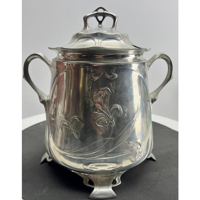 Art Nouveau Pewter Punch Bowl in the style of WMF, 1950s For Sale - Image 6 of 10
