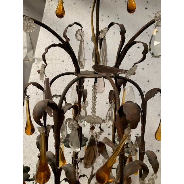 Louis XV Style Cage Chandelier with Pendants and Teardrop Pendant For Sale - Image 9 of 10