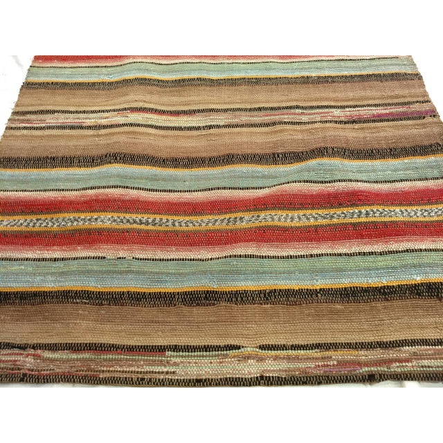 Antique American Amish Rag Runner, Handwoven Wool & Cotton, Stripe Pattern, 3x15 For Sale - Image 12 of 16