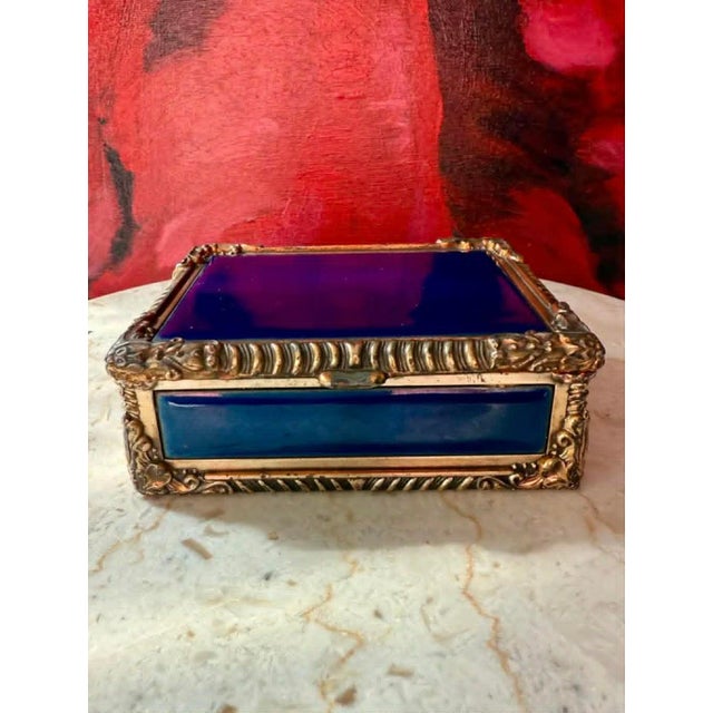 Beautiful very unique Royal Bovano Italian style cobalt blue enamel vintage cigarette case or jewelry box from the 1950s...