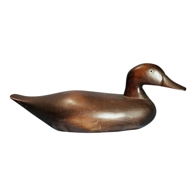 Vintage Carved Hardwood Duck Decoy For Sale