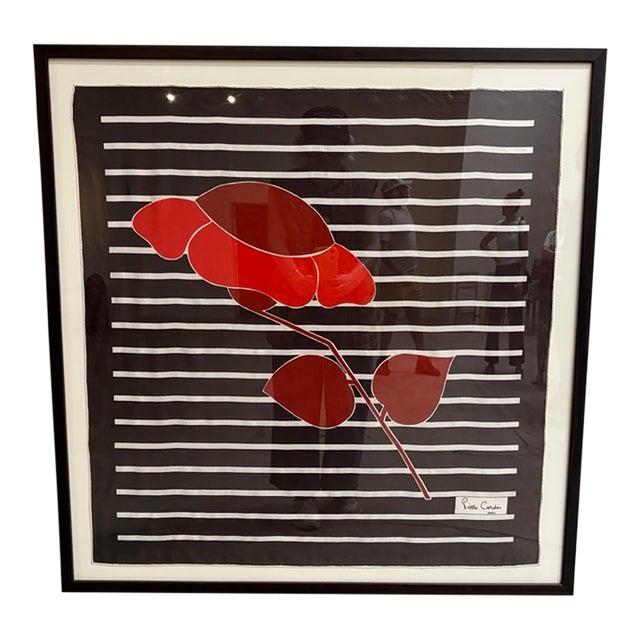 Vintage Framed Flower Pierre Cardin Scarf For Sale