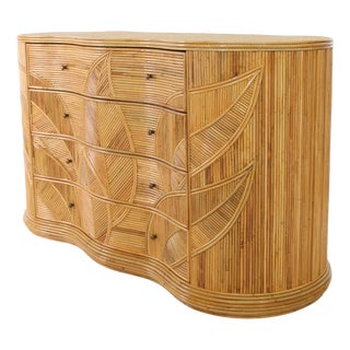 Curved Rattan Chest of Drawers For Sale