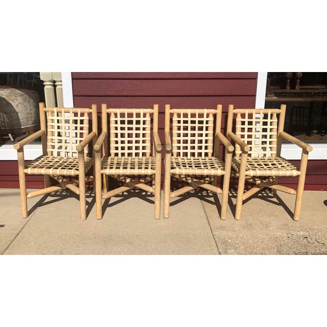 Mcgiuire Rustic Wood And Leather Chairs Set Of 4 Chairish