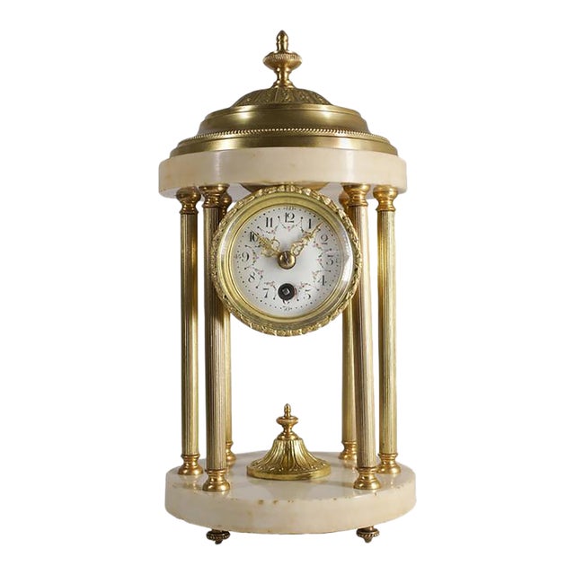 Antique 19th Century Louis XVI Style French Boudoir Clock in the Form of Rotunda For Sale