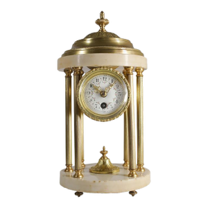 Small Antique 19th Century Louis XVI Style French Boudoir Clock in the Form of Rotunda