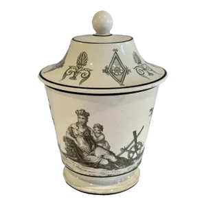 Antique Early 19th Century French Empire Creil Creamware Neoclassical Sugar Bowl Urn Circa 1810