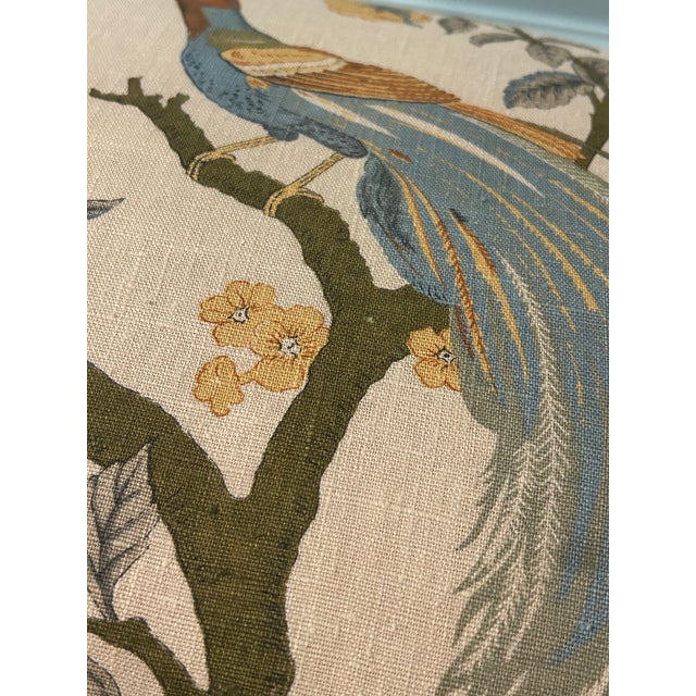 1940’s French Style Louis XV Carved Mahogany Footstool With New Upholstery For Sale - Image 9 of 11