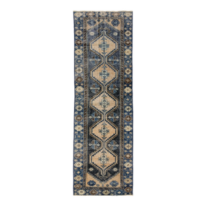 Blue Vintage Persian Wool Rug With Tribal Design