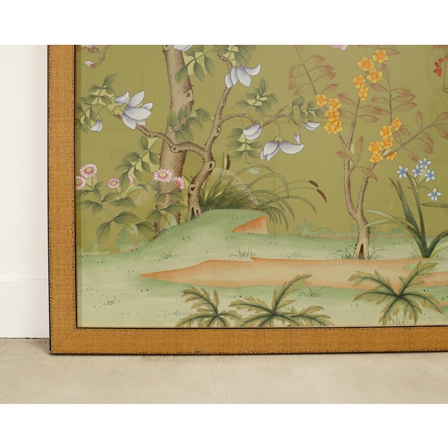 Pair of Chelsea House Edgedale Chinoiserie Painted Silk Panels For Sale - Image 9 of 18