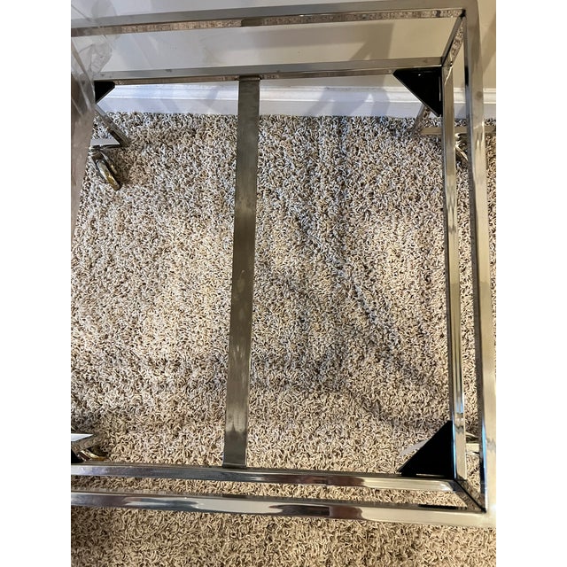 Naya Polished Chrome Bar Cart With Smoke Acrylic Shelves For Sale - Image 14 of 18