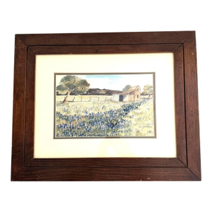 Vintage 1970’s Texas Bluebonnet Watercolor