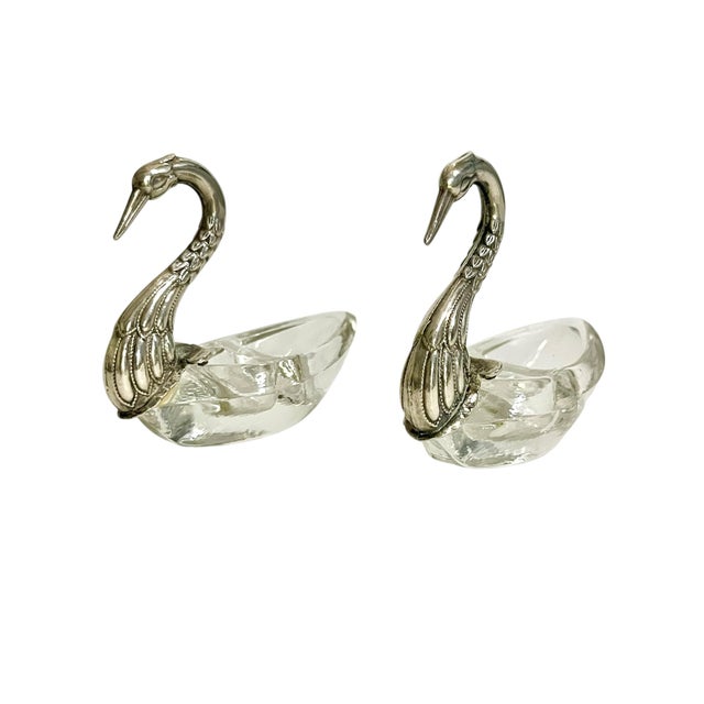 Vintage French Swan Salt Cellars - Pair For Sale - Image 4 of 9