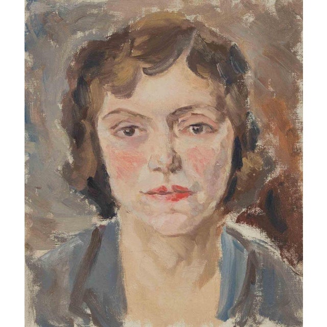 Francesco Settimj, Portrait of Young Woman, Oil Painting, 1930s For Sale - Image 4 of 4