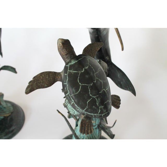 Brass Vintage Spi San Pacific International Multi-Dolphin / Sea Life Gallery Sculptures For Sale - Image 8 of 14