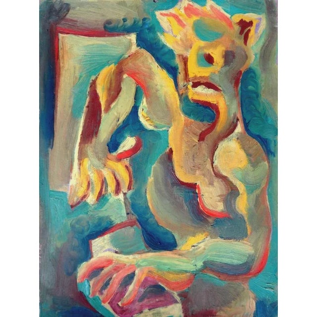 Modern Vladimir Glushenkov, In Work/Four Figures, Double-Sided Tempera on Cardboard, 1970 For Sale - Image 3 of 3