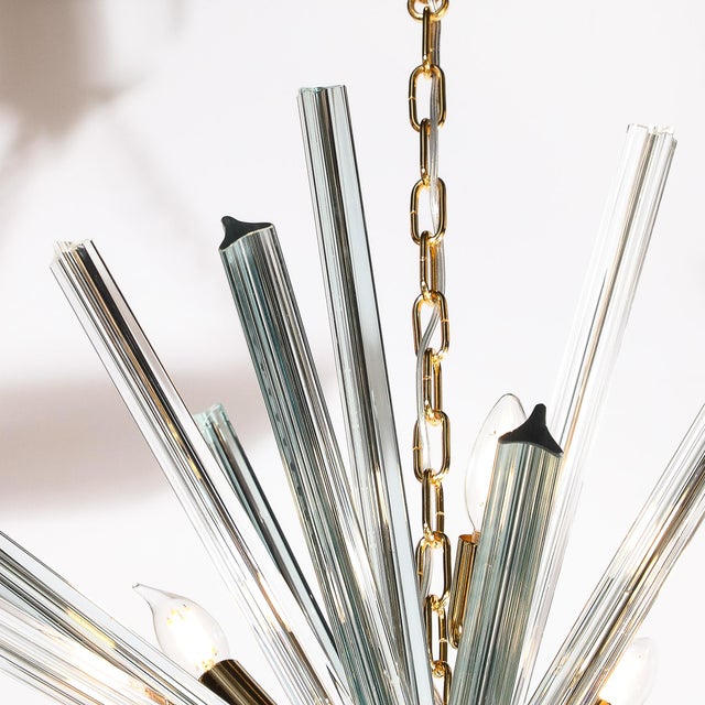 Modernist Hand-Blown Murano Smoked Aquamarine Camer Glass Sputnik Chandelier For Sale In New York - Image 6 of 12