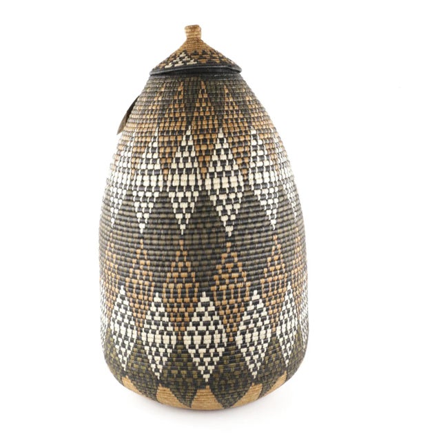 Large South African Contemporary Lidded Basket 33"x17" For Sale - Image 9 of 11