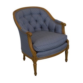 Baker French Louis XVI Style Bergere Club Chair For Sale