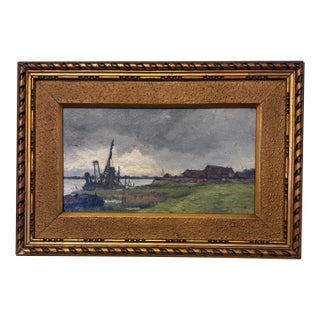 19th Century Oil on Board "A Break in the Clouds" For Sale