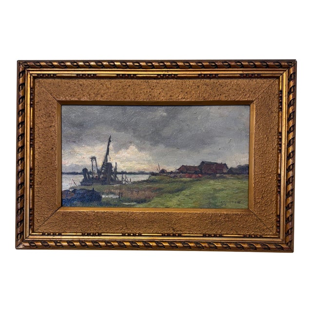 19th Century Oil on Board "A Break in the Clouds" For Sale