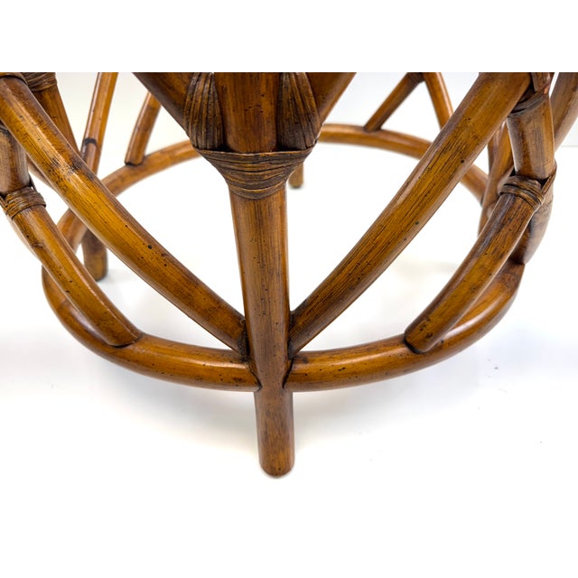 1960s McGuire Style Rattan Side Table Base With Geometric Lattice Frame For Sale - Image 9 of 10
