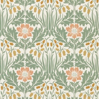 Morris & Co. Woodbell & Anemone Wallpaper in Rose/Sage- a sample For Sale
