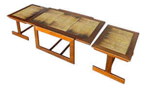 Mid-Century Danish Nesting Tables in Teak with Ceramic Tile Tops, 1960s, Set of 3