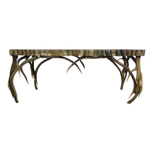 Vintage Natural Rustic Rustic Antler Coffee Table For Sale